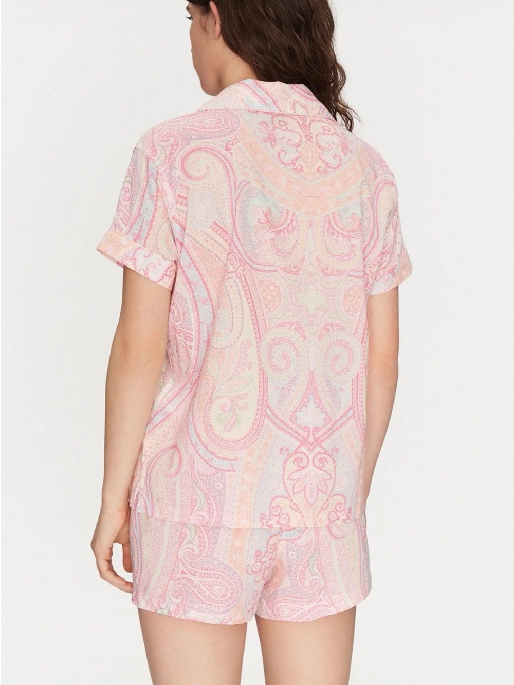 RALPH LAUREN 2 PC notched Collar Shorts Pajamas Set Size XL Pink Paisley New NWT - Picture 2 of 12